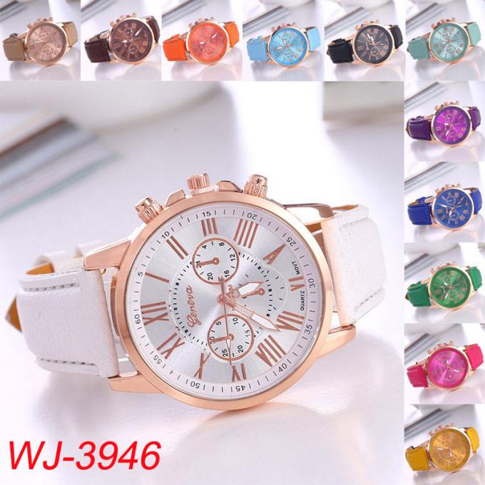 Wj-8448 καλή ποιότητα γυναικών μόδας πολύ άσπρο ρολόι δέρματος γυναικών ζωνών χρωμάτων