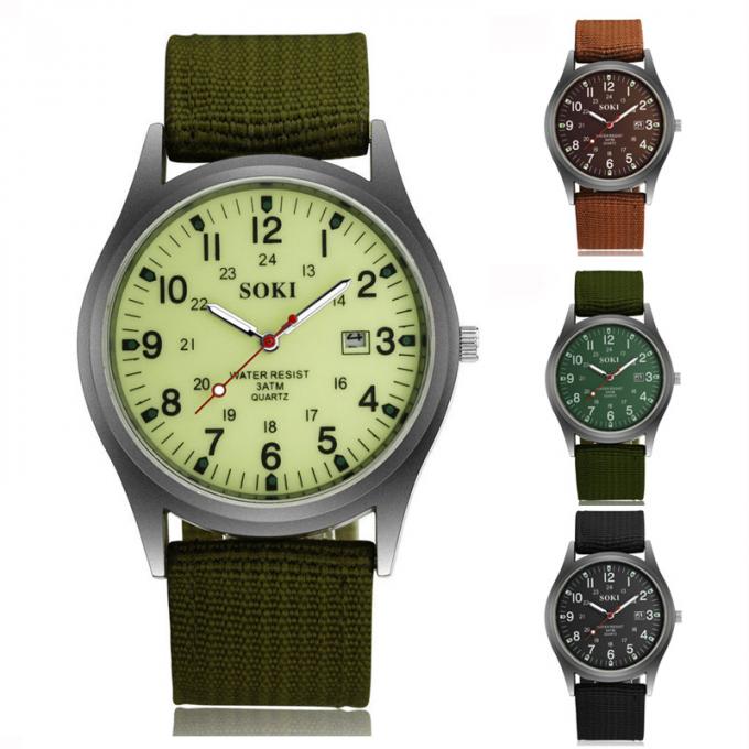 Wj-6931 2018 ολοκαίνουργια ρολόγια δέρματος χρώματος αντιστοιχιών σχεδίου SOKI για τα ρολόγια χαλαζία ατόμων με την ημερομηνία