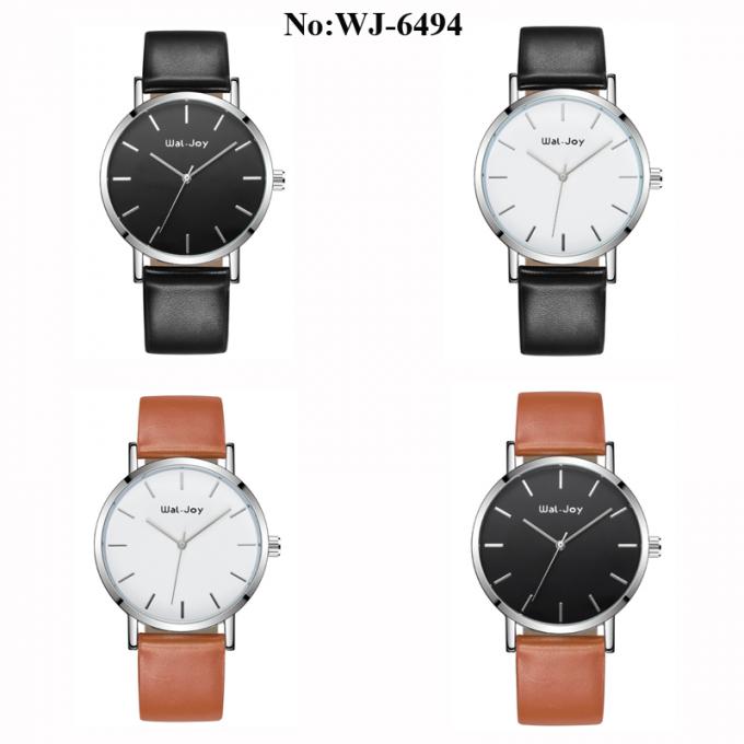 Wj-7969 μαύρο λουρί Wristwatch δέρματος ατόμων μόδας
