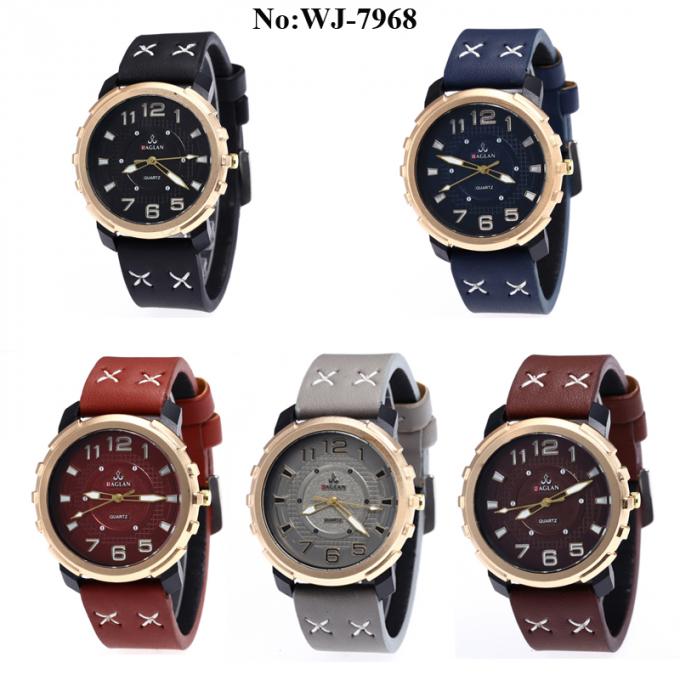 Wj-8076 φτηνός χαλαζίας Wristwatch ζωνών δέρματος ατόμων