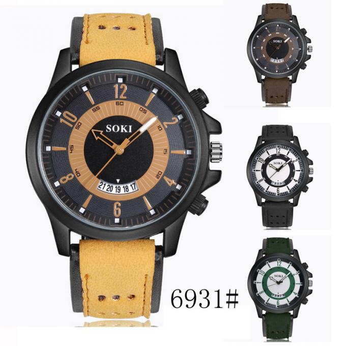 Wj-4723 νέα αθλητικά handwatches σαφή wristwatches χαμηλής τιμής ρολογιών δέρματος χαλαζία προσώπου σχεδίου μεγάλα