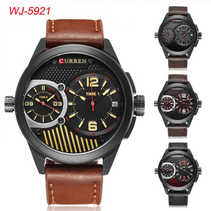 Wj-7428 CURREN 8304 των Ultra-thin στρογγυλών ατόμων πολυτέλειας ρολογιών μινιμαλιστικό ψηφιακό δικτύου ζωνών ρολόι φυτιλιών Wristwatch αδιάβροχο εισαγόμενο