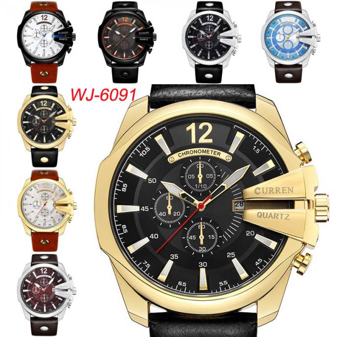 Wj-7604 Wristwatch αυτόματων ημερομηνίας ρολογιών χαλαζία ανοξείδωτου κυρίων MEGIR 2027 μικρών τριών Meedle ατόμων μόδας