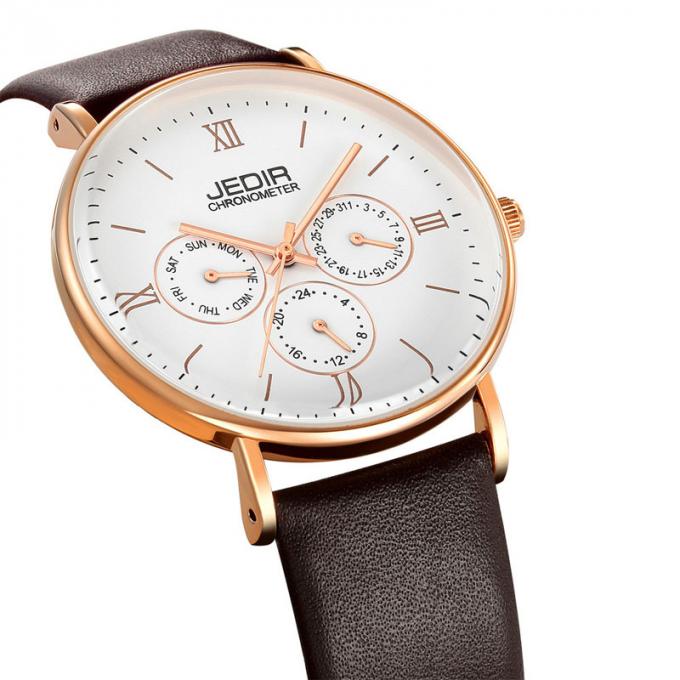 Wj-7396 άτομα εμπορικών σημάτων Wholesales JEDIR προσέχουν το πιό πρόσφατο σχεδίου 3ATM χαλαζία δέρμα Wristwatches ημέρας ημερομηνίας Handwatches αυτόματο