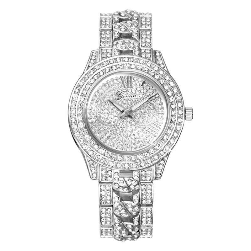 WJ-6046 luxury bling bling all diamonds fashion pretty quartz Geneva women watch
