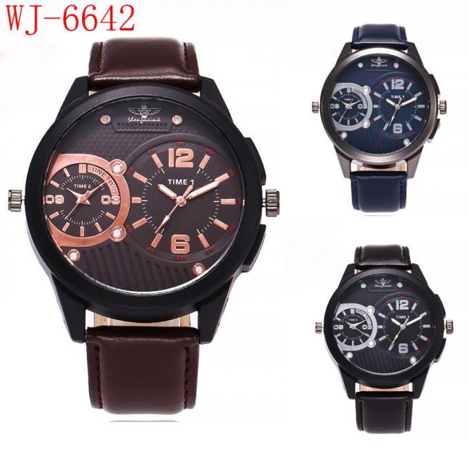 Wj-7126 της Κίνας wal-χαράς ρολογιών εργοστασίων καυτά πωλώντας δέρματος απλά περιστασιακά wristwatches προσώπου ατόμων handwatches μεγάλα